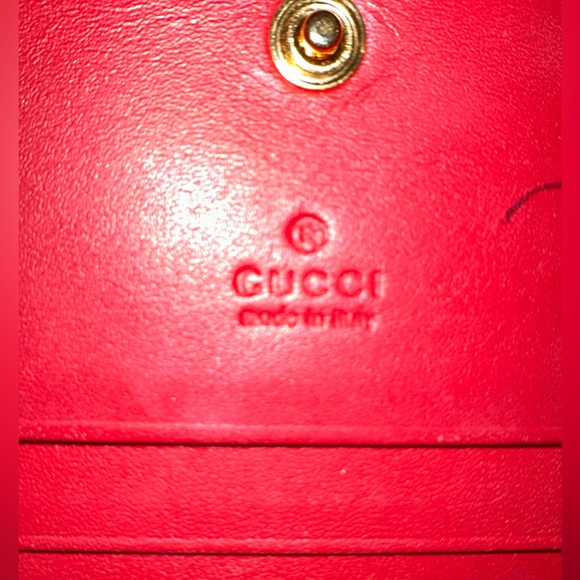 Gucci Dog Brown 25 GG Card Case Pink Leather Small Wallet Red Italy Bosco - Picture 7 of 9